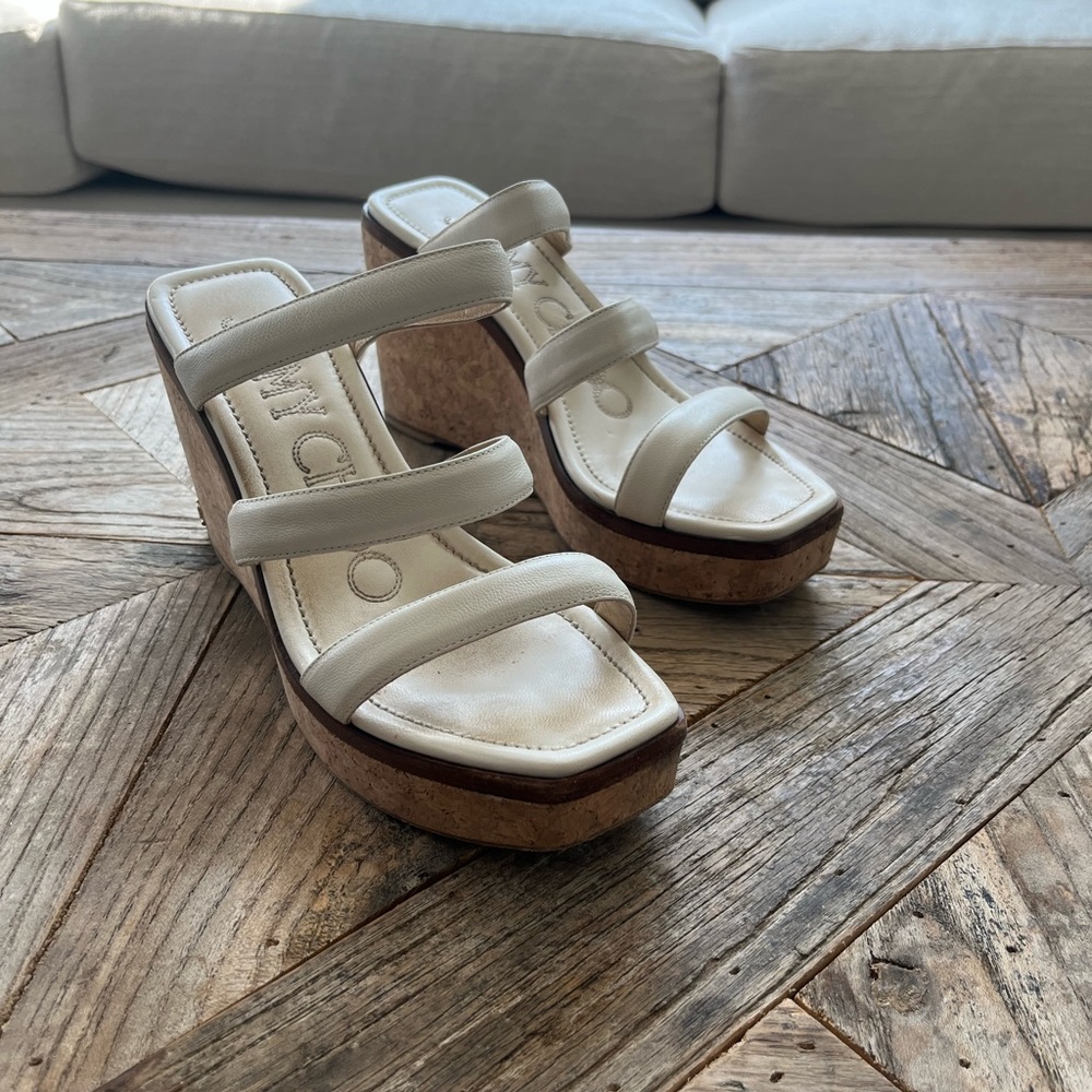 White Cork Platforms by Jimmy Choo